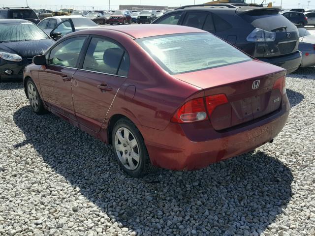 1HGFA165X6L035363 - 2006 HONDA CIVIC LX RED photo 3