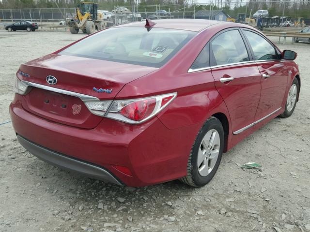 KMHEC4A49BA002408 - 2011 HYUNDAI SONATA HYB RED photo 4