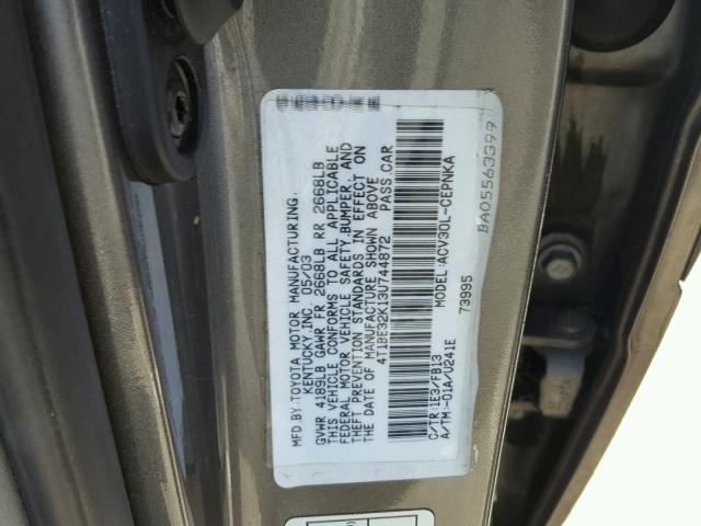 4T1BE32K13U744872 - 2003 TOYOTA CAMRY LE GRAY photo 10