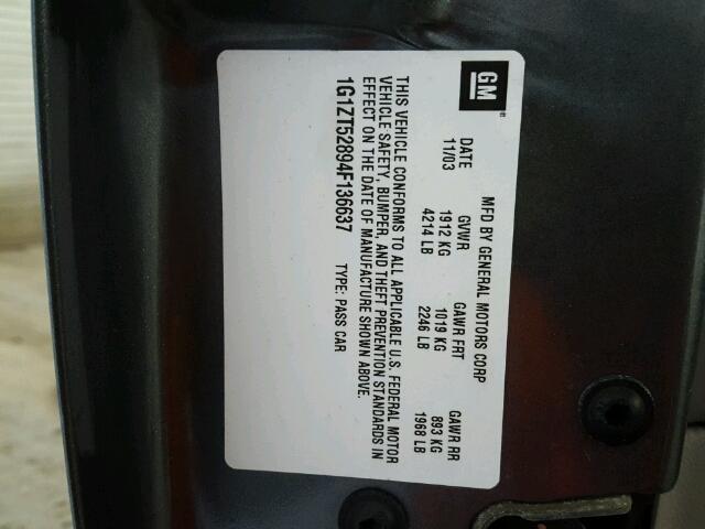 1G1ZT52894F136637 - 2004 CHEVROLET MALIBU LS GRAY photo 10