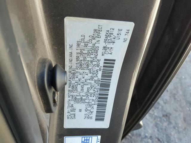 5TDZA23C44S146507 - 2004 TOYOTA SIENNA CE SILVER photo 10