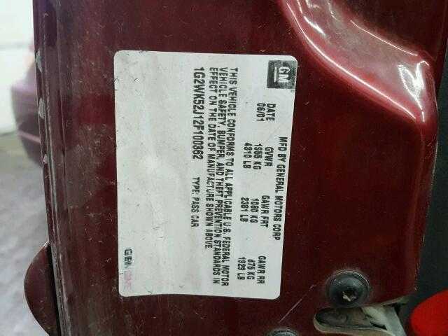 1G2WK52J12F100362 - 2002 PONTIAC GRAND PRIX Qırmızı foto 10