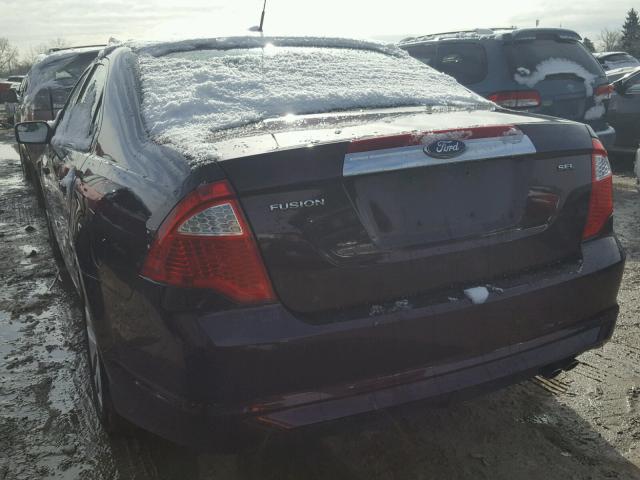 3FAHP0JA3BR243932 - 2011 FORD FUSION SEL BURGUNDY photo 3