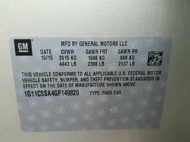 1G11C5SA4GF149820 - 2016 CHEVROLET MALIBU LIM 棕色 照片 10