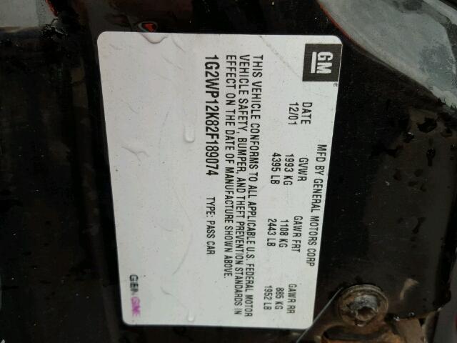 1G2WP12K82F189074 - 2002 PONTIAC GRAND PRIX Qara foto 10