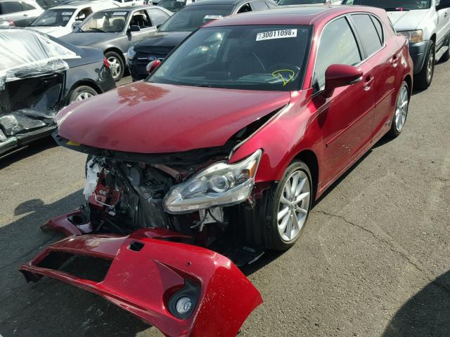 JTHKD5BH5D2126814 - 2013 LEXUS CT 200 RED photo 2