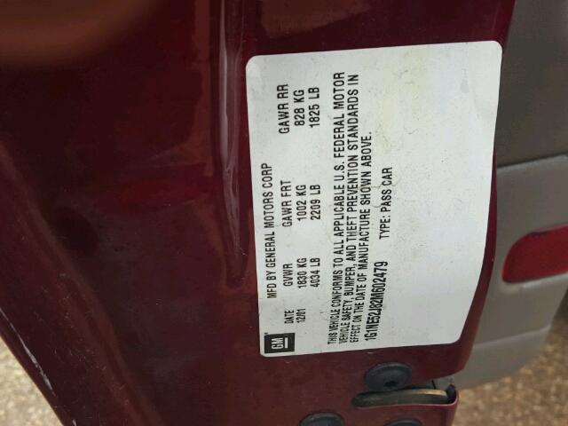 1G1NE52J82M602479 - 2002 CHEVROLET MALIBU LS 栗色 照片 10