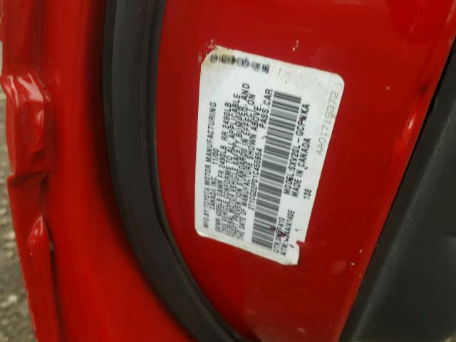 2T1CG22P01C455954 - 2001 TOYOTA CAMRY SOLA RED photo 10