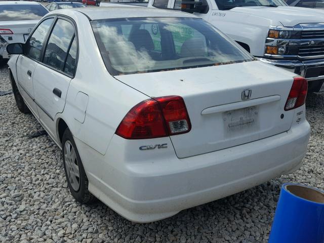 1HGES16425L027787 - 2005 HONDA CIVIC DX WHITE photo 3