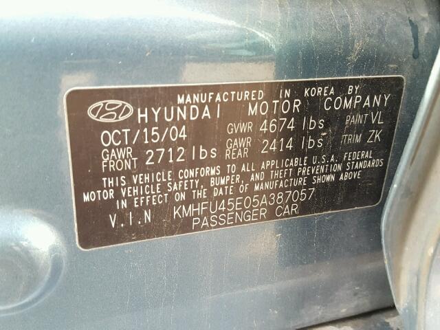 KMHFU45E05A387057 - 2005 HYUNDAI XG 350 BLUE photo 10