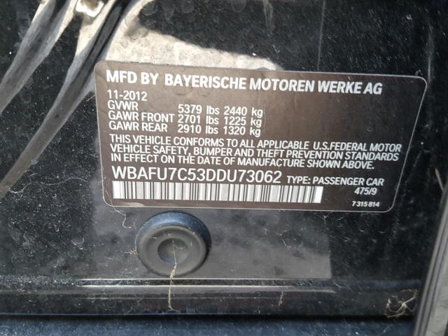 WBAFU7C53DDU73062 - 2013 BMW 535 XI Черный фото 10