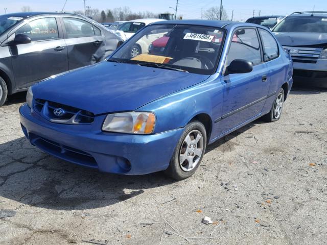 KMHCF35G91U155753 - 2001 HYUNDAI ACCENT L BLUE photo 2