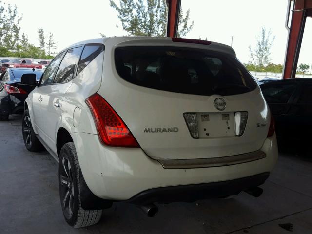 JN8AZ08W96W552478 - 2006 NISSAN MURANO SL WHITE photo 3