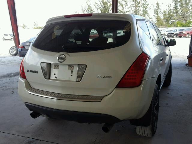 JN8AZ08W96W552478 - 2006 NISSAN MURANO SL WHITE photo 4