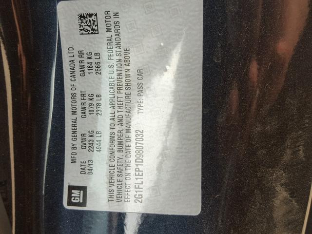 2G1FL1EP1D9807032 - 2013 CHEVROLET CAMARO ZL1 蓝色 照片 10