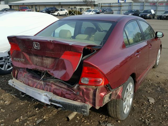 1HGFA165X8L014287 - 2008 HONDA CIVIC LX MAROON photo 4