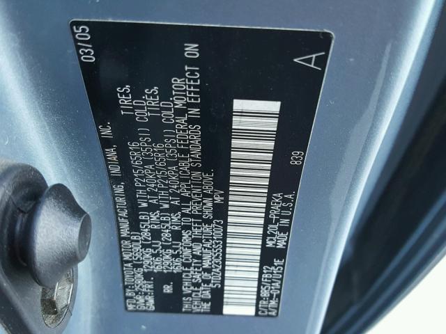 5TDZA23C55S310073 - 2005 TOYOTA SIENNA CE BLUE photo 10