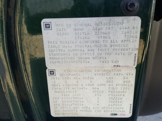 1G2NE15D2SM572714 - 1995 PONTIAC GRAND AM S 绿色 照片 10