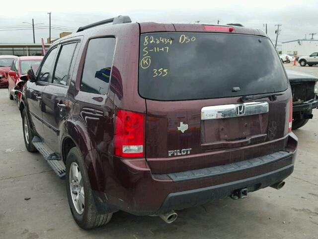 5FNYF3H48BB054340 - 2011 HONDA PILOT EX BURGUNDY photo 3