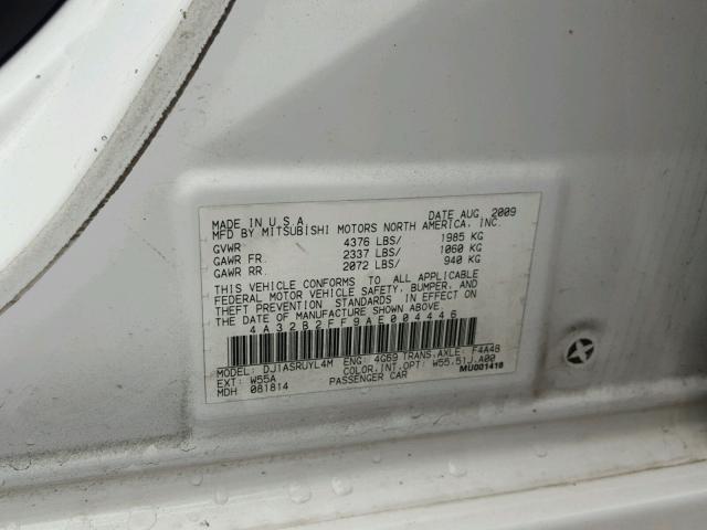 4A32B2FF9AE004446 - 2010 MITSUBISHI GALANT FE WHITE photo 10