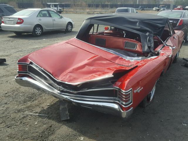 136677B125596 - 1967 CHEVROLET CHEVELLESS RED photo 4