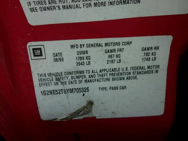 1G2NE52T8YM705326 - 2000 PONTIAC GRAND AM S Qırmızı foto 10