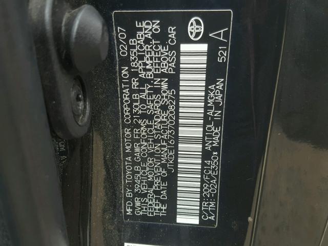 JTKDE167370208275 - 2007 TOYOTA SCION TC 黑色 照片 10