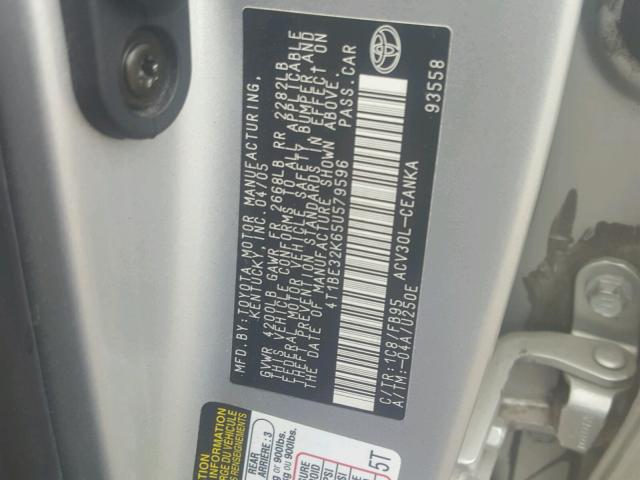 4T1BE32K65U579596 - 2005 TOYOTA CAMRY LE SILVER photo 10