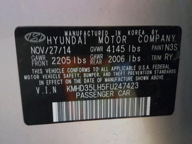 KMHD35LH5FU247423 - 2015 HYUNDAI ELANTRA GT SILVER photo 10