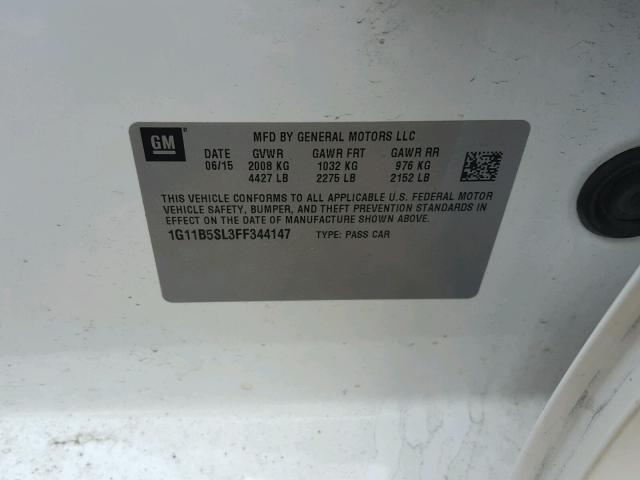 1G11B5SL3FF344147 - 2015 CHEVROLET MALIBU LS 白色 照片 10