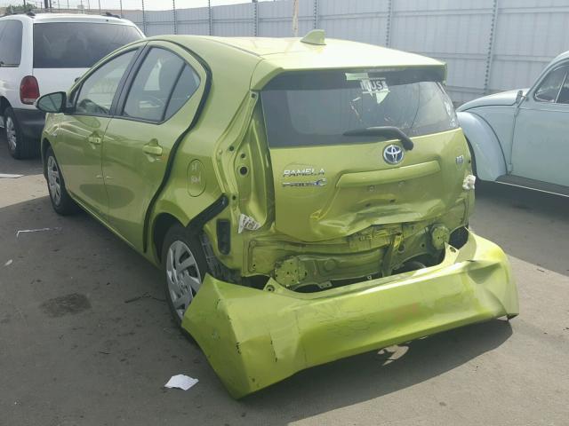 JTDKDTB34F1088902 - 2015 TOYOTA PRIUS C GREEN photo 3