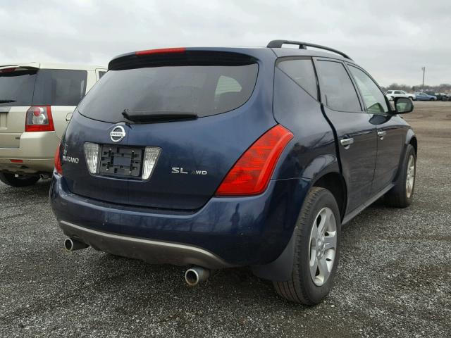 JN8AZ08W33W211928 - 2003 NISSAN MURANO SL BLUE photo 4