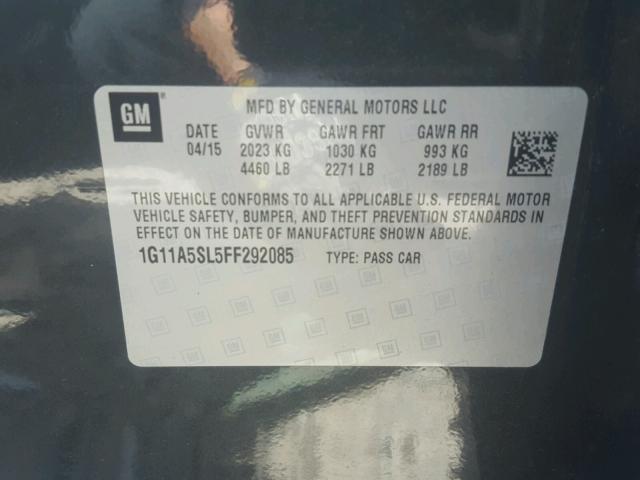 1G11A5SL5FF292085 - 2015 CHEVROLET MALIBU LS 石墨色 照片 10