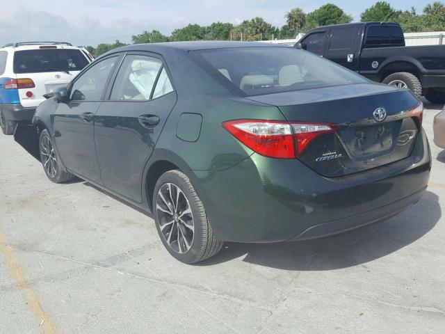 2T1BURHE5FC292423 - 2015 TOYOTA COROLLA L GREEN photo 3