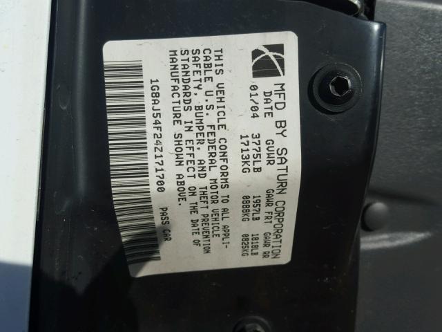 1G8AJ54F24Z171700 - 2004 SATURN ION LEVEL WHITE photo 10