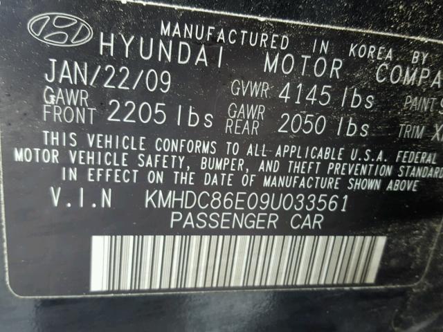 KMHDC86E09U033561 - 2009 HYUNDAI ELANTRA TO BLACK photo 10