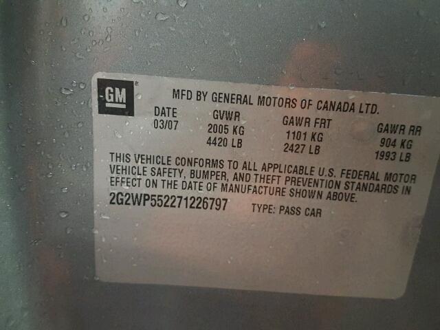 2G2WP552271226797 - 2007 PONTIAC GRAND PRIX Boz foto 10