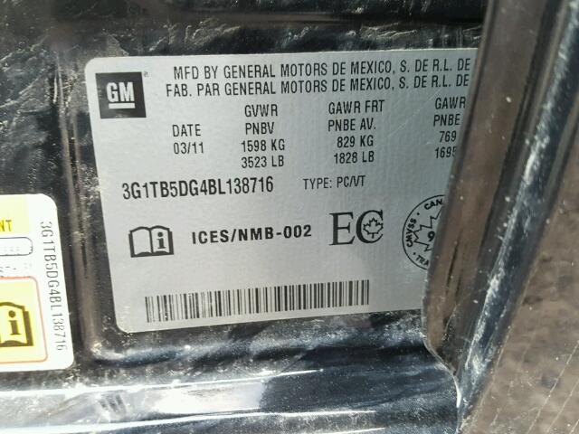 3G1TB5DG4BL138716 - 2011 CHEVROLET AVEO LS BLACK photo 10