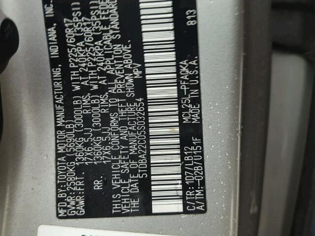 5TDBA22C05S032654 - 2005 TOYOTA SIENNA XLE GRAY photo 10