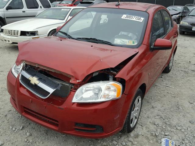 KL1TD56E69B627716 - 2009 CHEVROLET AVEO LS RED photo 2