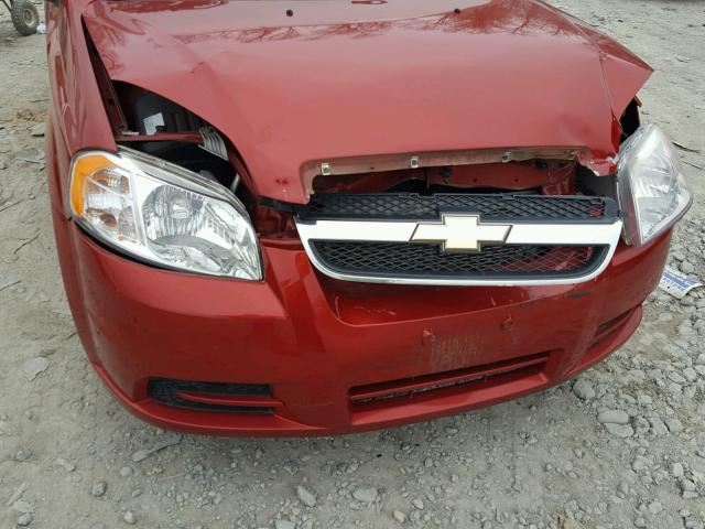 KL1TD56E69B627716 - 2009 CHEVROLET AVEO LS RED photo 9