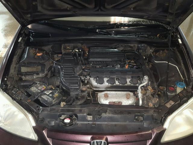 2HGES16571H581908 - 2001 HONDA CIVIC LX BURGUNDY photo 7