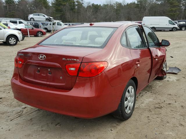 KMHDU46D08U451145 - 2008 HYUNDAI ELANTRA GL RED photo 4