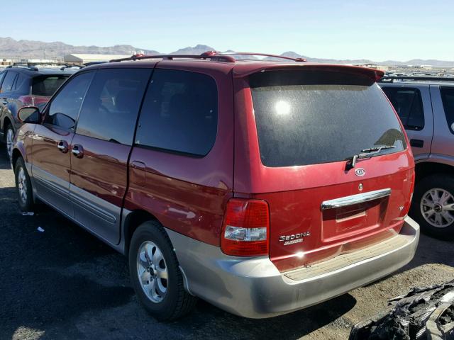 KNDUP132856668794 - 2005 KIA SEDONA EX RED photo 3