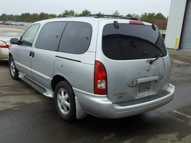 4N2ZN16T31D823609 - 2001 NISSAN QUEST SE SILVER photo 3