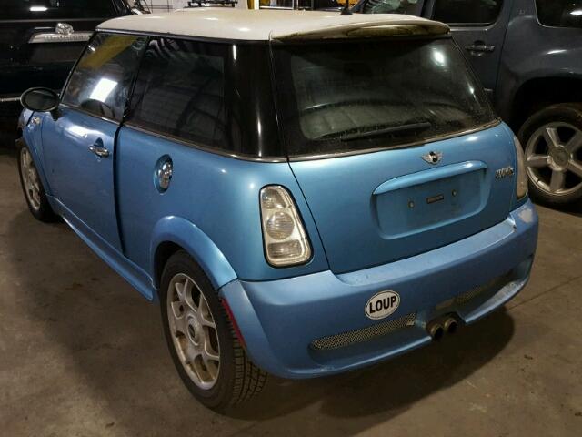 WMWRE33482TD52396 - 2002 MINI COOPER S BLUE photo 3