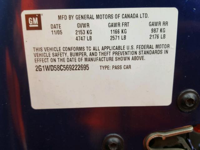 2G1WD58C569222695 - 2006 CHEVROLET IMPALA SUP 蓝色 照片 10