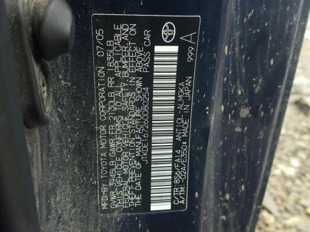 JTKDE167260080254 - 2006 TOYOTA SCION TC 蓝色 照片 10