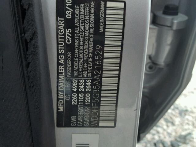 WDDHF5GB5AA216529 - 2010 MERCEDES-BENZ E 350 SILVER photo 10