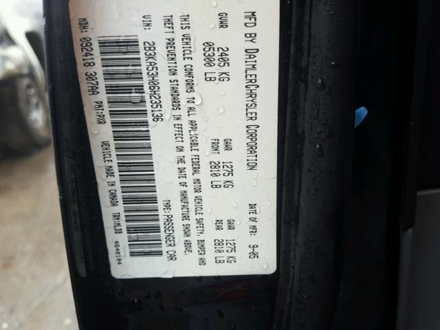 2B3KA53H06H235136 - 2006 DODGE CHARGER R/ BLACK photo 10